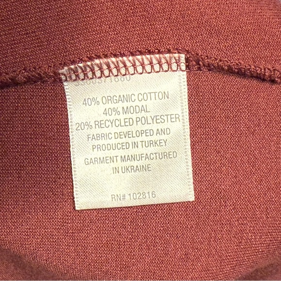 Garnet Hill Moonrise Velour Pullover Top Women Size S Red Wine 3/4 Sleeve Boxy - Picture 4 of 7